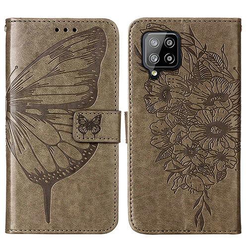 Leather Case Stands Butterfly Flip Cover Holder Y01B for Samsung Galaxy A42 5G Gray