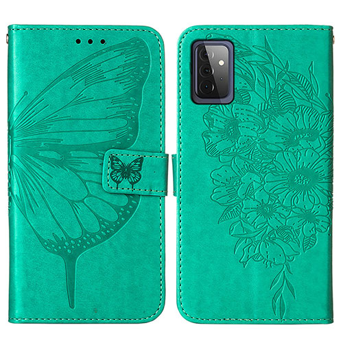 Leather Case Stands Butterfly Flip Cover Holder Y01B for Samsung Galaxy A72 5G Green