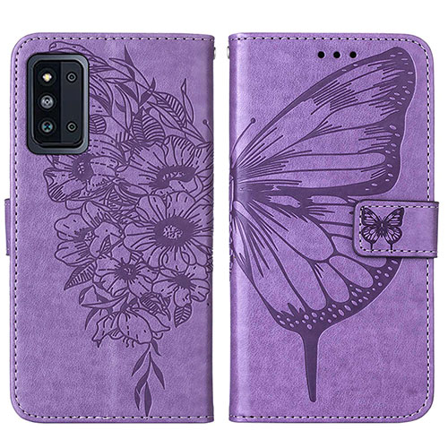 Leather Case Stands Butterfly Flip Cover Holder Y01B for Samsung Galaxy F52 5G Clove Purple