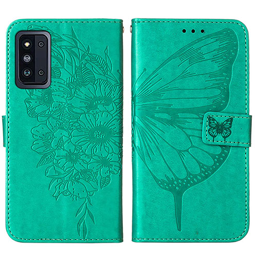 Leather Case Stands Butterfly Flip Cover Holder Y01B for Samsung Galaxy F52 5G Green