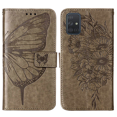 Leather Case Stands Butterfly Flip Cover Holder Y01B for Samsung Galaxy M40S Gray