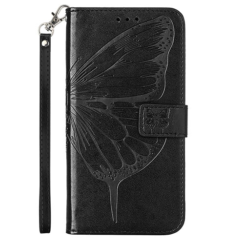 Leather Case Stands Butterfly Flip Cover Holder Y02B for Samsung Galaxy A02s Black