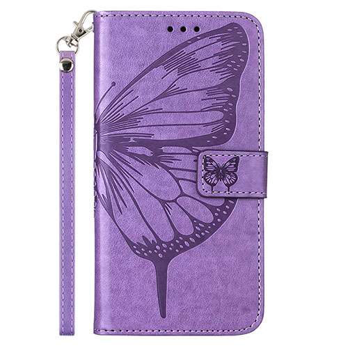 Leather Case Stands Butterfly Flip Cover Holder Y02B for Samsung Galaxy A02s Clove Purple
