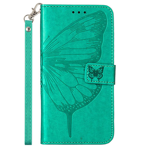 Leather Case Stands Butterfly Flip Cover Holder Y02B for Samsung Galaxy A02s Green