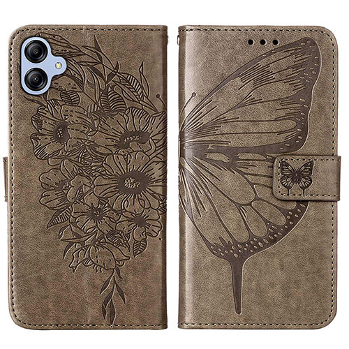 Leather Case Stands Butterfly Flip Cover Holder YB1 for Samsung Galaxy A04E Gray