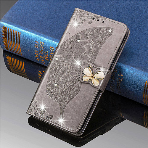 Leather Case Stands Butterfly Flip Cover L01 Holder for Xiaomi Mi 11 5G Gray