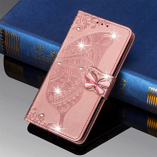 Leather Case Stands Butterfly Flip Cover L01 Holder for Xiaomi Mi 11 5G Pink