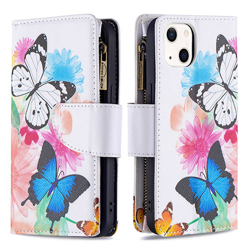Leather Case Stands Butterfly Flip Cover L03 Holder for Apple iPhone 13 Mini Pink