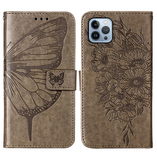 Leather Case Stands Butterfly Flip Cover L10 Holder for Apple iPhone 13 Pro Max Dark Gray