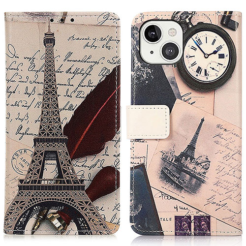 Leather Case Stands Fashionable Pattern Flip Cover A07 Holder for Apple iPhone 13 Gray