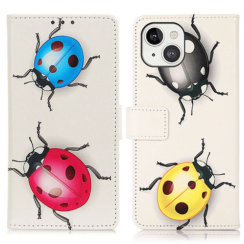 Leather Case Stands Fashionable Pattern Flip Cover A07 Holder for Apple iPhone 14 Plus Colorful