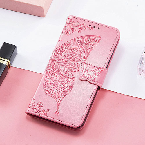 Leather Case Stands Fashionable Pattern Flip Cover H08 Holder for Apple iPhone 13 Pro Hot Pink