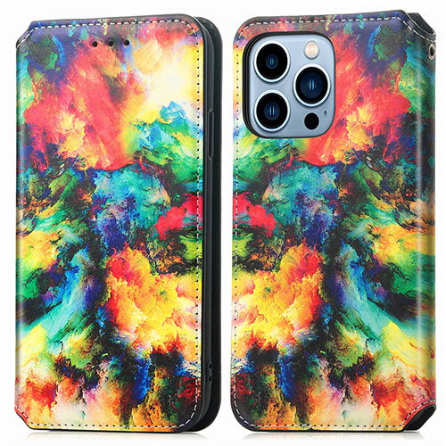 Leather Case Stands Fashionable Pattern Flip Cover H10 Holder for Apple iPhone 14 Pro Colorful