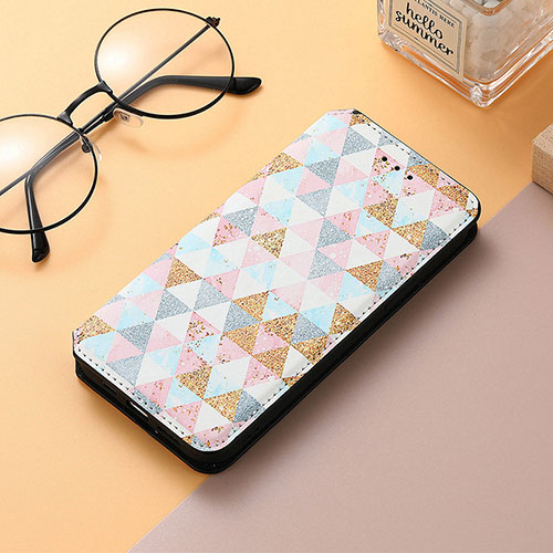 Leather Case Stands Fashionable Pattern Flip Cover H10 Holder for Apple iPhone 14 White