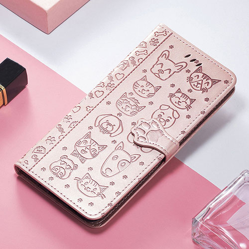 Leather Case Stands Fashionable Pattern Flip Cover H11 Holder for Apple iPhone 13 Pro Rose Gold