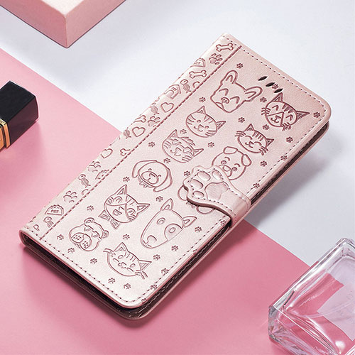 Leather Case Stands Fashionable Pattern Flip Cover H12 Holder for Apple iPhone 13 Mini Rose Gold