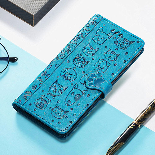 Leather Case Stands Fashionable Pattern Flip Cover H12 Holder for Apple iPhone 14 Blue