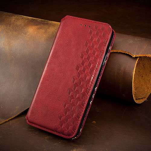 Leather Case Stands Fashionable Pattern Flip Cover H14 Holder for Apple iPhone 14 Red