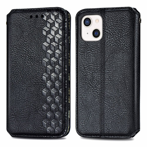 Leather Case Stands Fashionable Pattern Flip Cover H15 Holder for Apple iPhone 14 Plus Black
