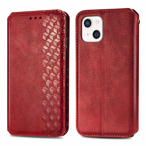 Leather Case Stands Fashionable Pattern Flip Cover H15 Holder for Apple iPhone 14 Plus Red