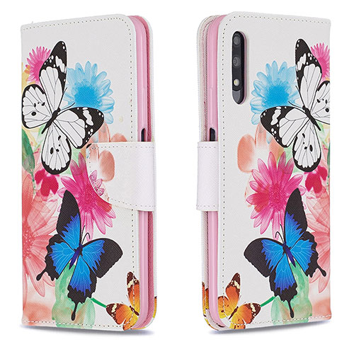 Leather Case Stands Fashionable Pattern Flip Cover Holder B01F for Huawei Honor 9X Colorful