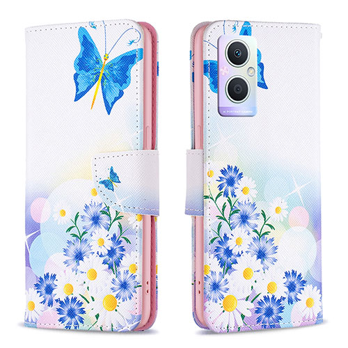 Leather Case Stands Fashionable Pattern Flip Cover Holder B01F for OnePlus Nord N20 5G Blue