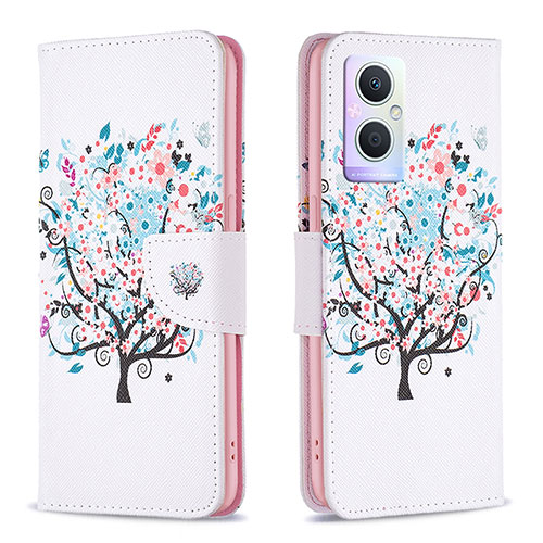 Leather Case Stands Fashionable Pattern Flip Cover Holder B01F for OnePlus Nord N20 5G White
