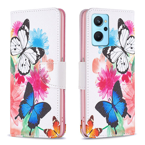 Leather Case Stands Fashionable Pattern Flip Cover Holder B01F for Oppo A96 4G Colorful
