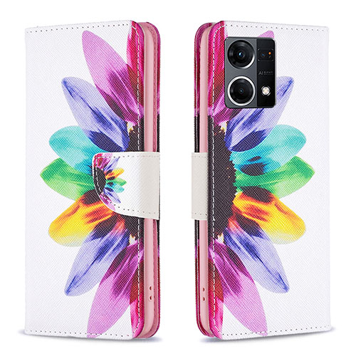 Leather Case Stands Fashionable Pattern Flip Cover Holder B01F for Oppo Reno8 4G Mixed