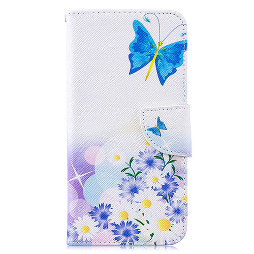 Leather Case Stands Fashionable Pattern Flip Cover Holder B01F for Samsung Galaxy M10 Blue