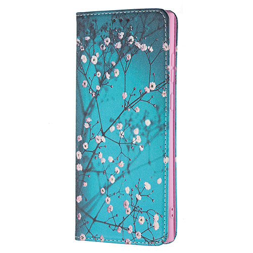 Leather Case Stands Fashionable Pattern Flip Cover Holder B01F for Samsung Galaxy S21 Ultra 5G Cyan