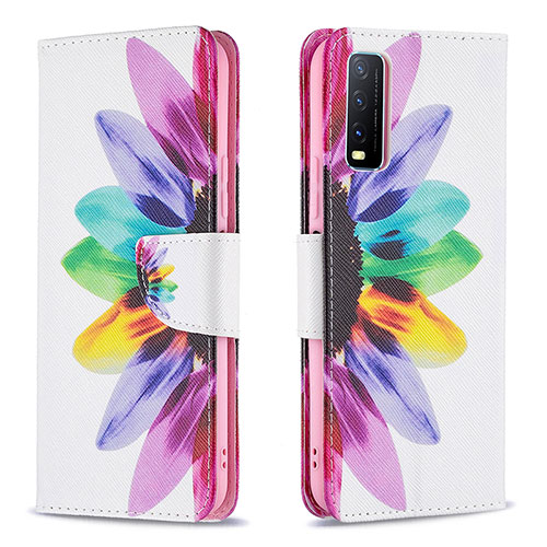 Leather Case Stands Fashionable Pattern Flip Cover Holder B01F for Vivo Y12s Mixed