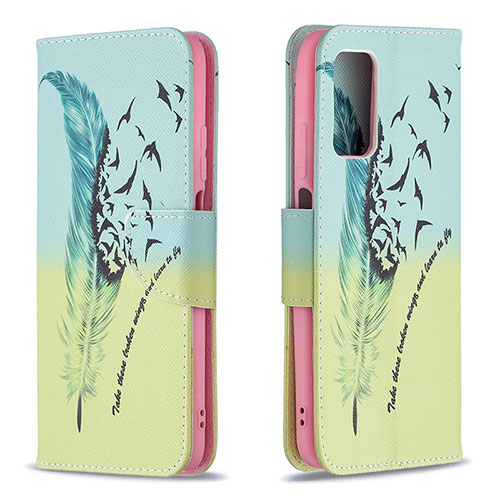 Leather Case Stands Fashionable Pattern Flip Cover Holder B01F for Xiaomi Poco M3 Matcha Green