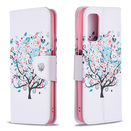 Leather Case Stands Fashionable Pattern Flip Cover Holder B01F for Xiaomi Poco M3 White