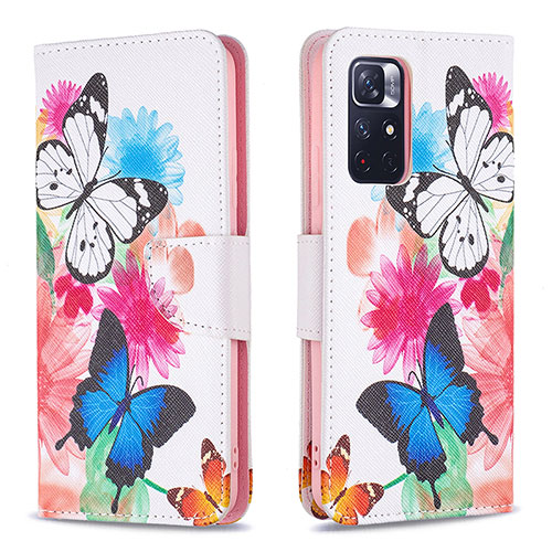 Leather Case Stands Fashionable Pattern Flip Cover Holder B01F for Xiaomi Redmi Note 11S 5G Colorful