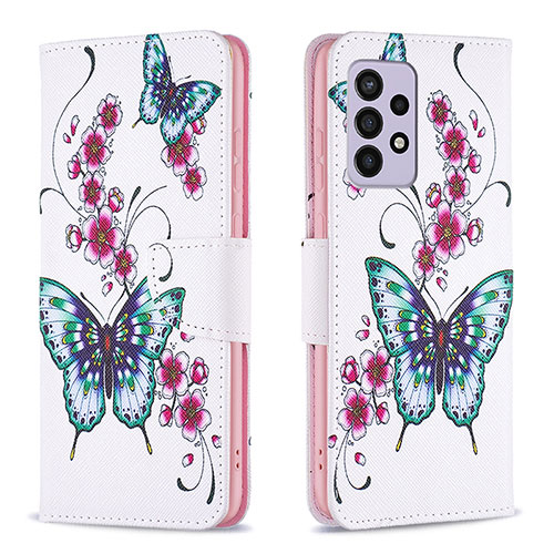 Leather Case Stands Fashionable Pattern Flip Cover Holder B03F for Samsung Galaxy A33 5G Colorful