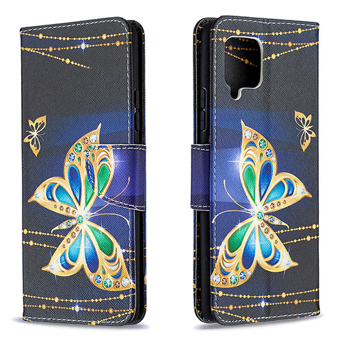 Leather Case Stands Fashionable Pattern Flip Cover Holder B03F for Samsung Galaxy A42 5G Black