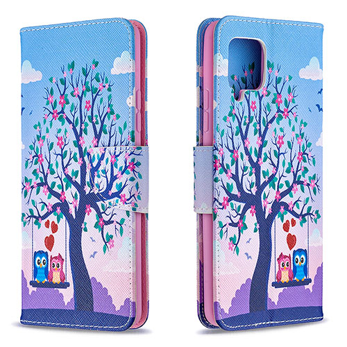 Leather Case Stands Fashionable Pattern Flip Cover Holder B03F for Samsung Galaxy A42 5G Clove Purple