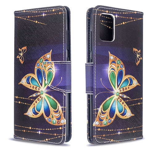 Leather Case Stands Fashionable Pattern Flip Cover Holder B03F for Samsung Galaxy A51 5G Black