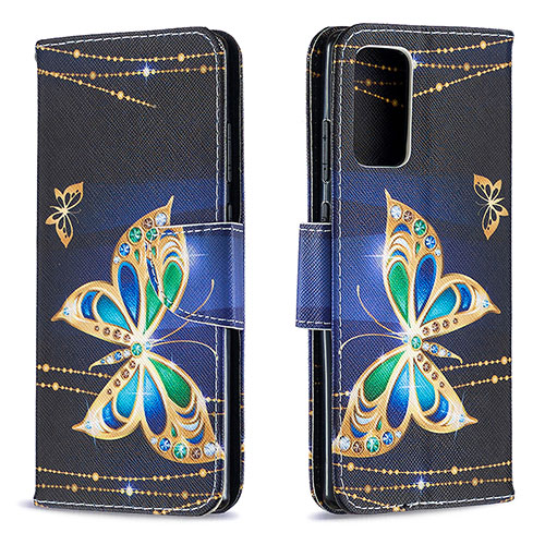 Leather Case Stands Fashionable Pattern Flip Cover Holder B03F for Samsung Galaxy Note 20 5G Black