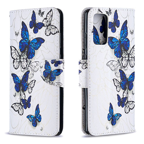 Leather Case Stands Fashionable Pattern Flip Cover Holder B03F for Samsung Galaxy Note 20 5G Blue