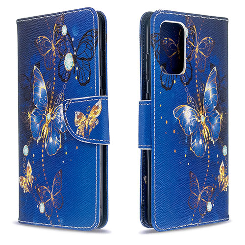 Leather Case Stands Fashionable Pattern Flip Cover Holder B03F for Samsung Galaxy S20 5G Navy Blue