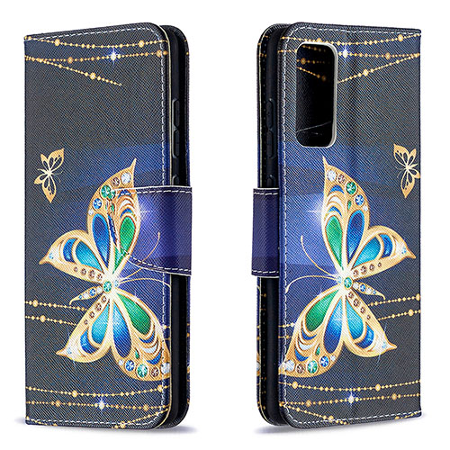 Leather Case Stands Fashionable Pattern Flip Cover Holder B03F for Samsung Galaxy S20 FE (2022) 5G Black