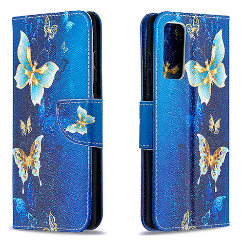 Leather Case Stands Fashionable Pattern Flip Cover Holder B03F for Samsung Galaxy S20 Lite 5G Sky Blue