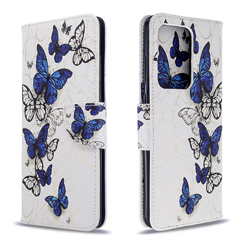 Leather Case Stands Fashionable Pattern Flip Cover Holder B03F for Samsung Galaxy S20 Plus 5G Blue