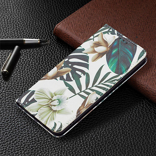 Leather Case Stands Fashionable Pattern Flip Cover Holder B03F for Samsung Galaxy S21 5G Green