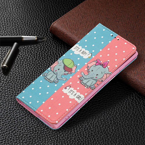 Leather Case Stands Fashionable Pattern Flip Cover Holder B03F for Samsung Galaxy S21 Ultra 5G Mixed