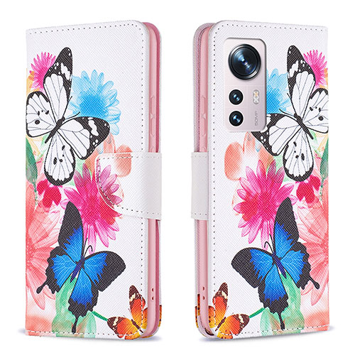 Leather Case Stands Fashionable Pattern Flip Cover Holder B03F for Xiaomi Mi 12 Pro 5G Colorful