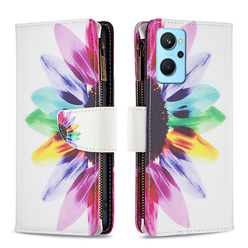Leather Case Stands Fashionable Pattern Flip Cover Holder B04F for Realme 9i 4G Mixed