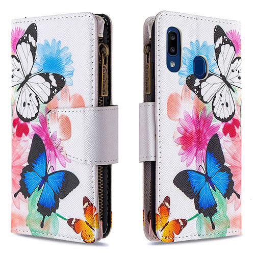 Leather Case Stands Fashionable Pattern Flip Cover Holder B04F for Samsung Galaxy A20e Colorful